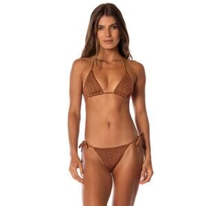 Maaji Golden Sand Balmy Sliding Triangle Bikini Top & Bottom size M Reversible